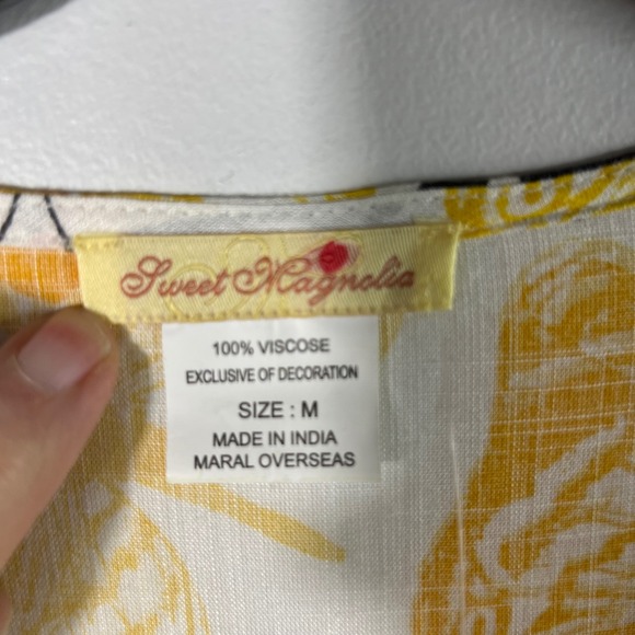 Womens Sweet Magnolia V Neck Butterfly Midi Dress Tiered Boho M Viscose NWT - Picture 8 of 10